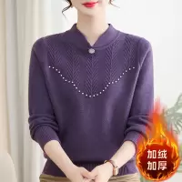 新款女士针织衫妈妈装加绒加厚冬季打底衫40-60岁中老年人毛衣女