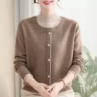 新款妈妈装假两件针织衫上衣40-60岁洋气中老年女装大码毛线衫女