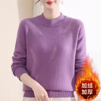 新款妈妈装加绒保暖针织上衣女洋气加厚款女士休闲小衫40-60岁女