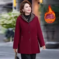 新款妈妈装加绒加厚针织开衫外套中老年女立领拉链保暖毛衣