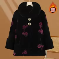 新款金丝绒奶奶装保暖大衣冬装衣服老年女装加绒加厚保暖40-60岁