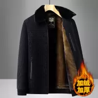 爸爸雪尼尔外套男秋冬款加绒加厚中老年毛呢保暖夹克中年男士冬装
