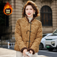 短款妈妈中老年女士休闲棉衣女加厚保暖加绒棉服40-60岁中年国风