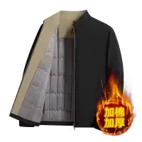 秋冬中老年男士商务加棉加厚夹克宽松爸爸外套立领休闲父亲装