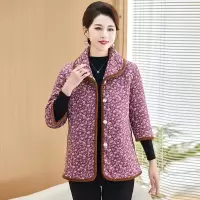 50岁妈妈棉衣中老年中袖妈妈装棉服女50岁中年加绒棉袄大码女装冬
