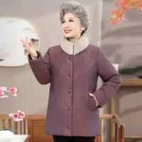 60岁中老年女装棉衣时尚奶奶装棉服加绒加厚大码女士老年外套女冬