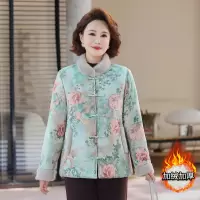 中式古风妈妈装40-60岁中老年人保暖花棉衣50岁冬季保暖加绒衣服