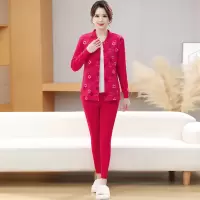 中老年人开衫秋衣秋裤女德绒保暖内衣套装衬衣衬裤绵毛衫