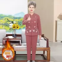 中老年人秋冬装女装妈妈装开衫保暖内衣套装加绒加厚奶奶宽松睡衣