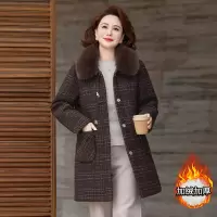 中老年妈妈装冬装外套洋气中年女加绒加厚保暖呢大衣50岁大毛领女