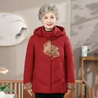 中老年妈妈装秋冬绒衫女新款半高领绣花毛衣针织打底衫