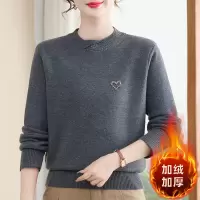 加绒保暖妈妈装针织上衣女新款中老年人女士休闲毛线衫加厚小衫女