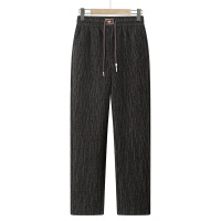 妈妈冬装洋气加厚松紧腰休闲裤新款中老年女装加绒直筒裤50岁