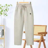 妈妈秋冬装洋气阔腿毛呢直筒裤中老年女冬季松紧腰休闲裤加绒长裤