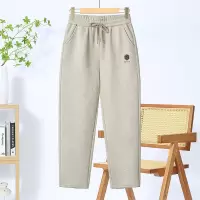 妈妈秋冬装洋气阔腿毛呢直筒裤中老年女冬季松紧腰休闲裤加绒长裤