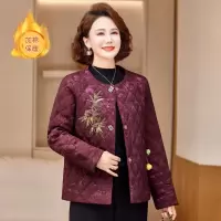 年女士休闲冬装外套女时尚女大码宽松妈妈棉衣加棉款棉服女冬