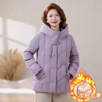 年女士休闲棉衣外套妈妈装中老年保暖棉服大衣连帽加绒款衣服