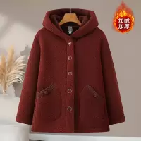 年女装中老年人外套颗粒绒保暖妈妈装新款冬装大衣连帽女加绒