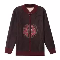 新中式妈妈洋气加绒国风新款打底衫中老年阔太太秋冬时尚宽松毛衣