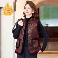 新款妈妈中老年人秋冬衣服时尚妇女马甲洋气外套加绒烫金女冬装女