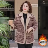 新款妈妈中老年女装外套40-60岁女士休闲大衣加绒保暖一体绒冬装