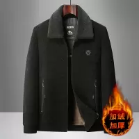新款男士休闲雪尼尔外套秋冬翻领外套中老年爸爸装加绒加厚
