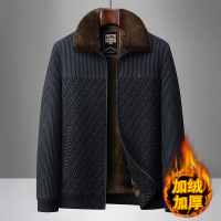 爸爸加绒厚款男士雪尼尔外套冬季保暖冬装夹克中老年爸爸毛领棉衣