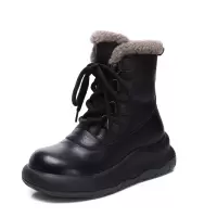 头层牛皮女雪地靴冬款新款保暖羊羔毛百搭防滑不累脚马丁靴