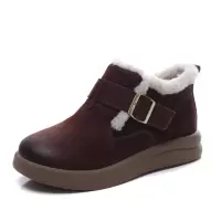 头层牛皮雪地靴女冬季新款增高短筒保暖复古百搭厚底防滑短靴