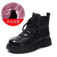 头层牛皮雪地靴女冬季新款羊毛厚底圆头百搭复古防水台马丁靴