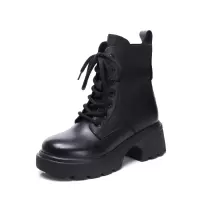 头层牛皮马丁靴女冬季新小个子配裙英伦风复古百搭短靴