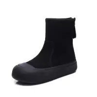 羊猄皮弹力靴女冬季新款街头风时尚百搭后拉链短靴厚底袜子鞋