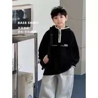 童酷儿童冬款湖州织里童装字母印花双面德绒连帽男童打底衫潮