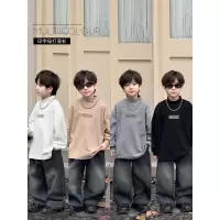 童酷儿童冬款湖州织里童装百搭字母印花T恤半高领男童打底衫