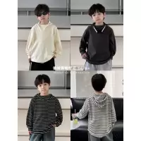 童酷儿童冬款湖州织里童装百搭宝宝T恤德绒连帽男童打底衫潮