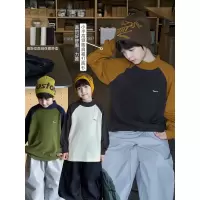 童酷男童冬款百搭小鱼刺绣宝宝T恤拼色半高领加厚儿童打底衫