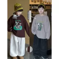 童酷男童冬款韩版卡通印花宝宝T恤牙签绒柔软加厚儿童打底衫