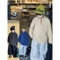 童酷男童冬款韩版拉链半开宝宝T恤柔软糯米绒加厚儿童打底衫