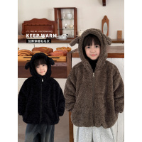 童酷儿童冬款湖州织里童装加厚保暖毛毛衣立体耳朵男童外套潮