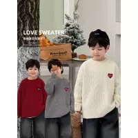 童酷儿童冬款湖州织里童装爱心字母刺绣针织衫加厚男童毛衣潮