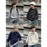 童酷儿童冬款湖州织里童装百搭刺绣针织衫圆领加厚男童毛衣潮