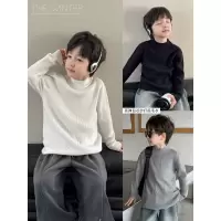 童酷儿童冬款湖州织里童装百搭宝宝针织衫半高领打底男童毛衣