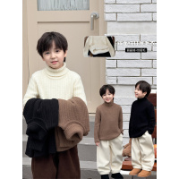 童酷儿童冬款湖州织里童装纯色双面绒针织衫高领打底男童毛衣