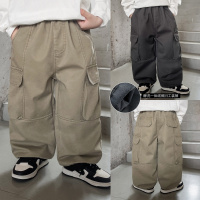 童酷儿童冬款湖州织里童装韩版加厚长裤纯色一体绒男童工装裤