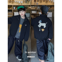 童酷男童冬季新款前后小狗刺绣宝宝夹克外套拉链立领儿童棉服