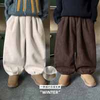 童酷男童冬季新款复古纯色宝宝休闲裤百搭灯芯绒加厚儿童长裤