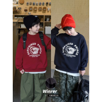 童酷男童冬季新款时尚卡通印花宝宝上衣圆领加绒加厚儿童卫衣