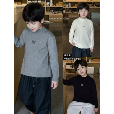 童酷男童冬季新款时尚字母刺绣宝宝针织衫半高领打底儿童毛衣