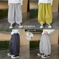童酷男童冬季新款时尚字母印花宝宝休闲裤拼接加绒儿童卫裤潮