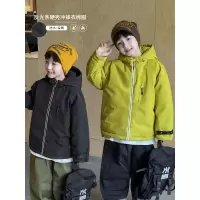 童酷男童冬季新款时尚连帽宝宝棉服加厚反光条硬壳儿童冲锋衣